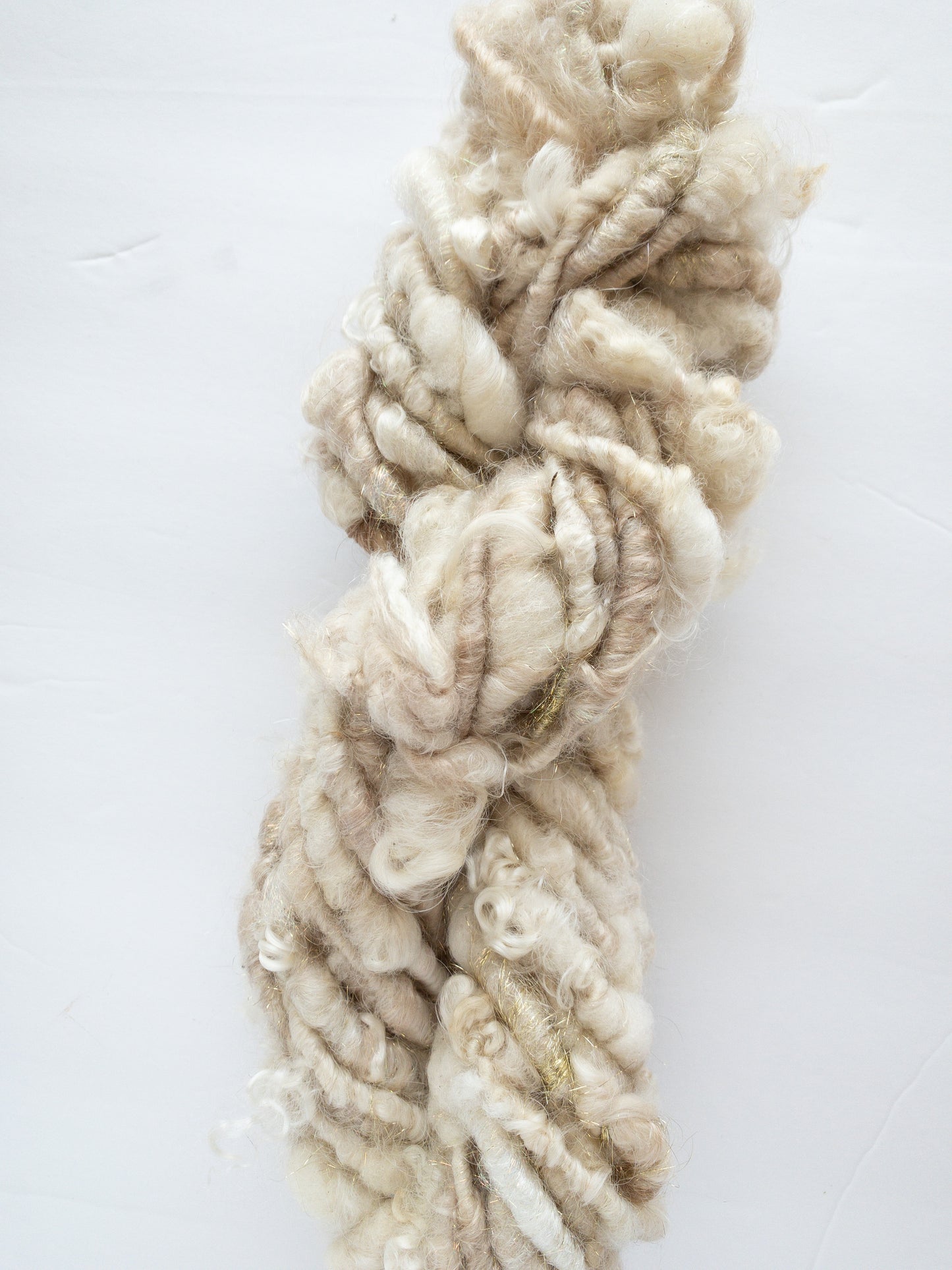 Beige sparkles handspun art yarn