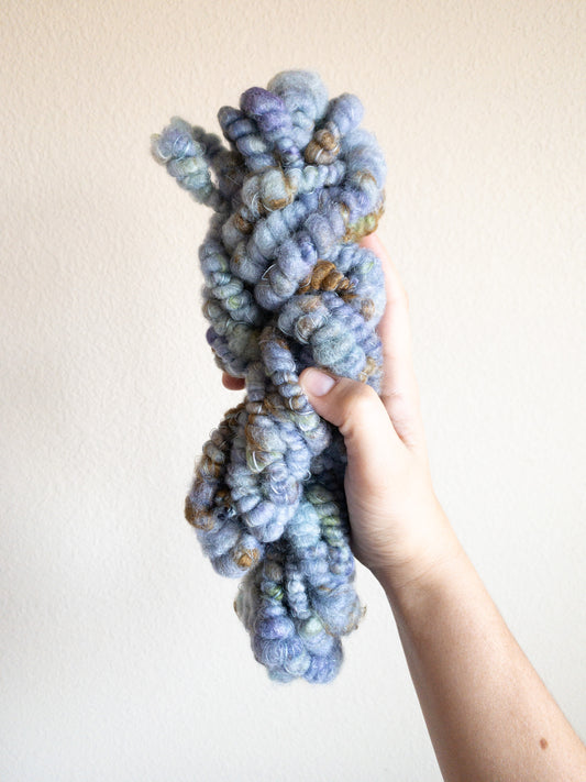 Blue purple wisteria handspun art yarn