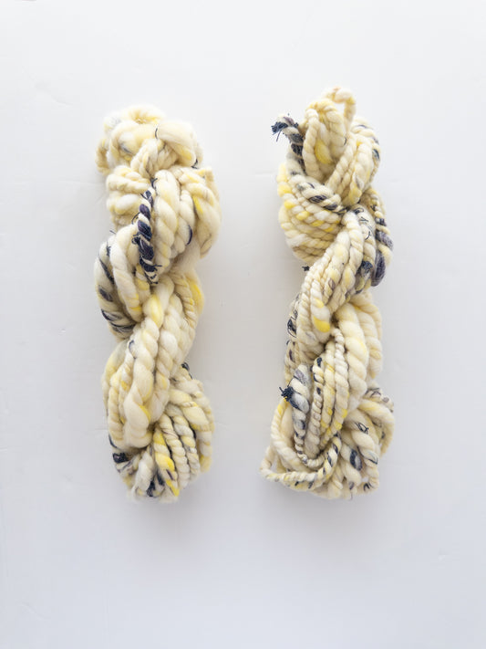Lemon Blueberry handspun scrap art yarn