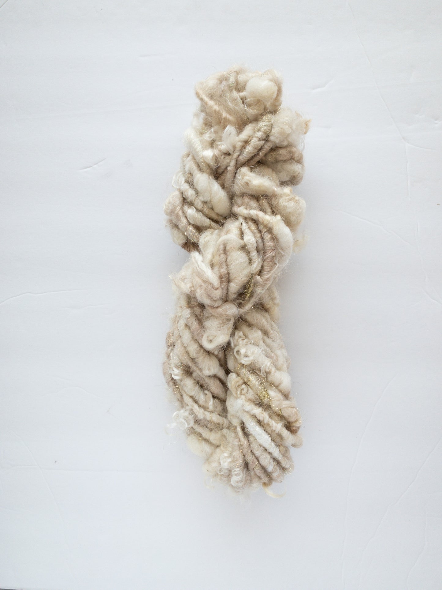 Beige sparkles handspun art yarn