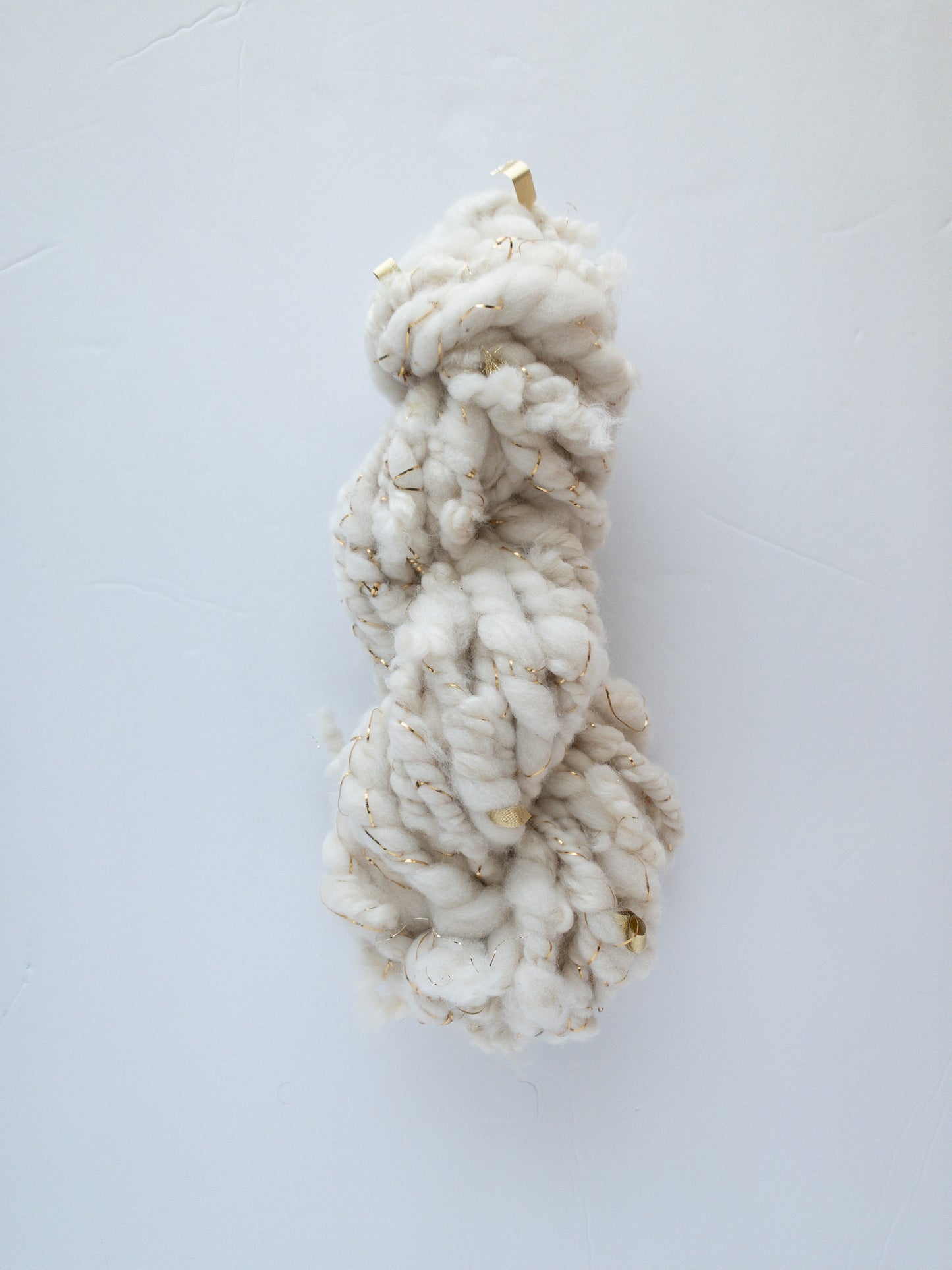 Ivory and gold handspun scrap art yarn
