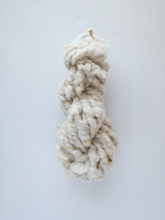 Ivory and gold handspun scrap art yarn