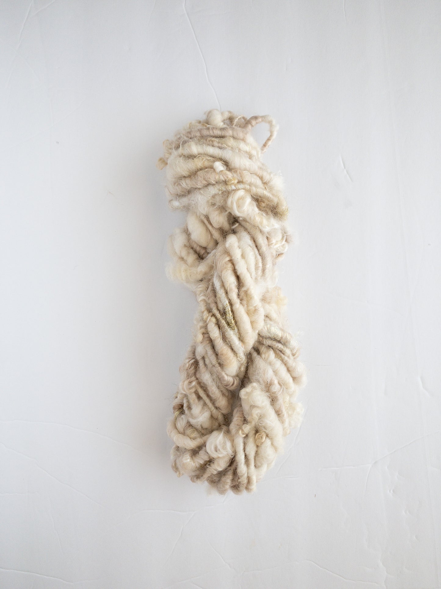 Beige sparkles handspun art yarn