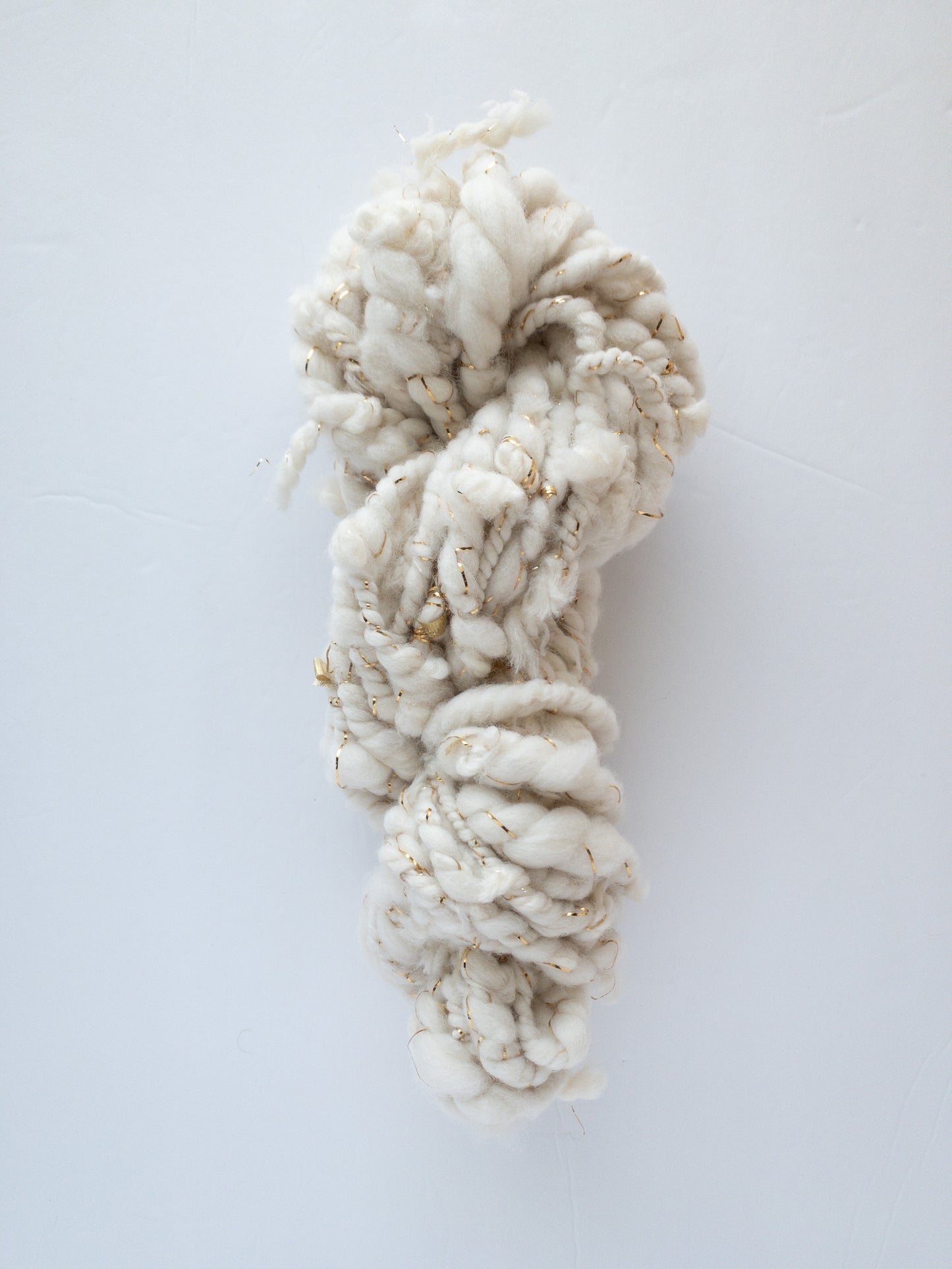 Ivory and gold handspun scrap art yarn