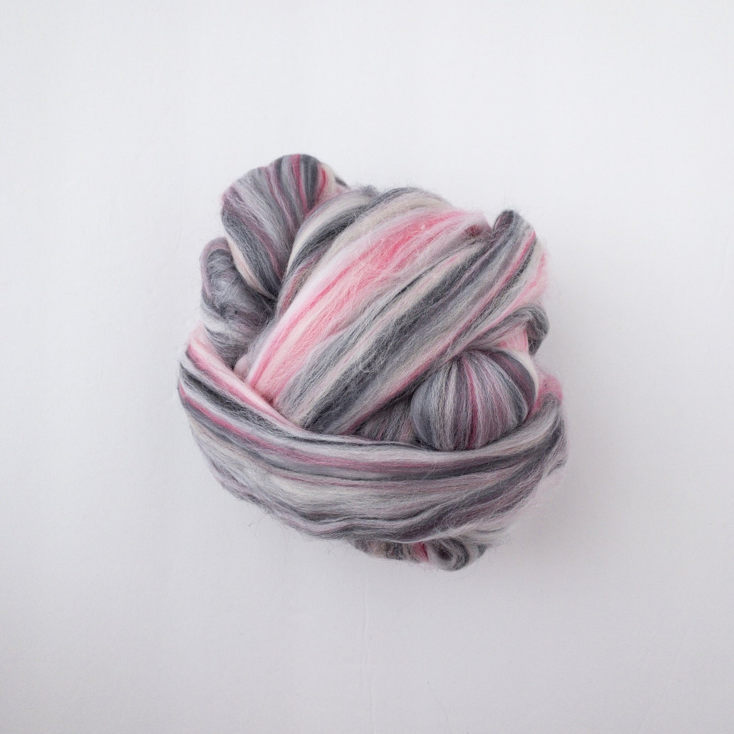 Destash / Pink and grey striped roving