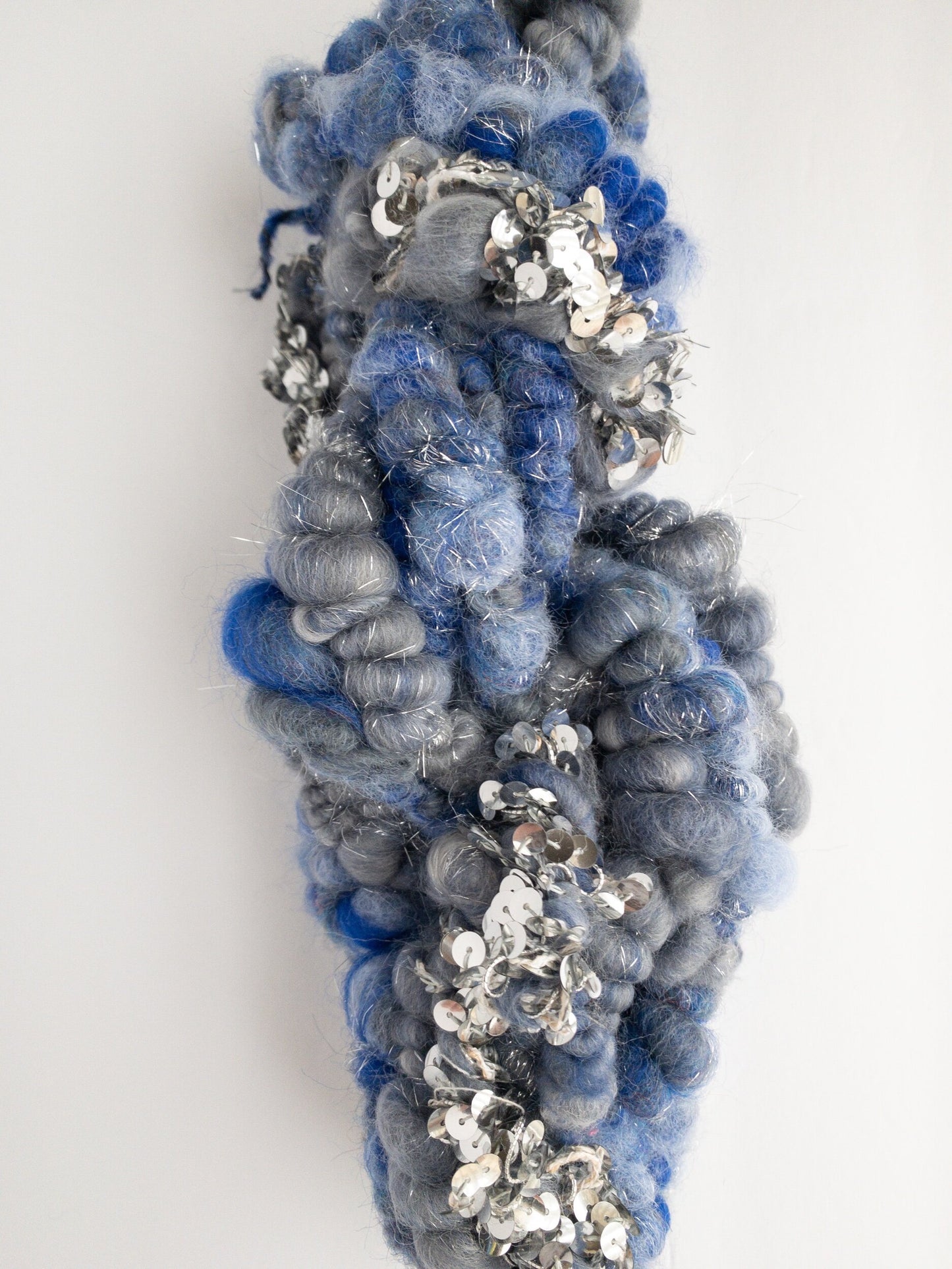 Midnight blue sequin handspun art yarn