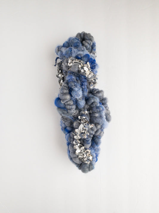 Midnight blue sequin handspun art yarn