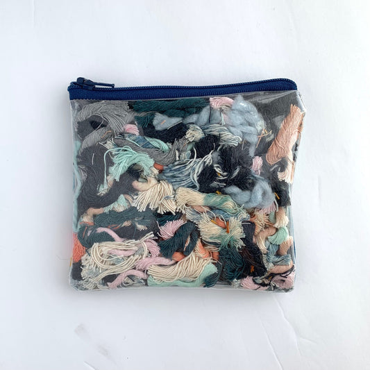 Mini upcycled pouch / 1 sided yarn filled