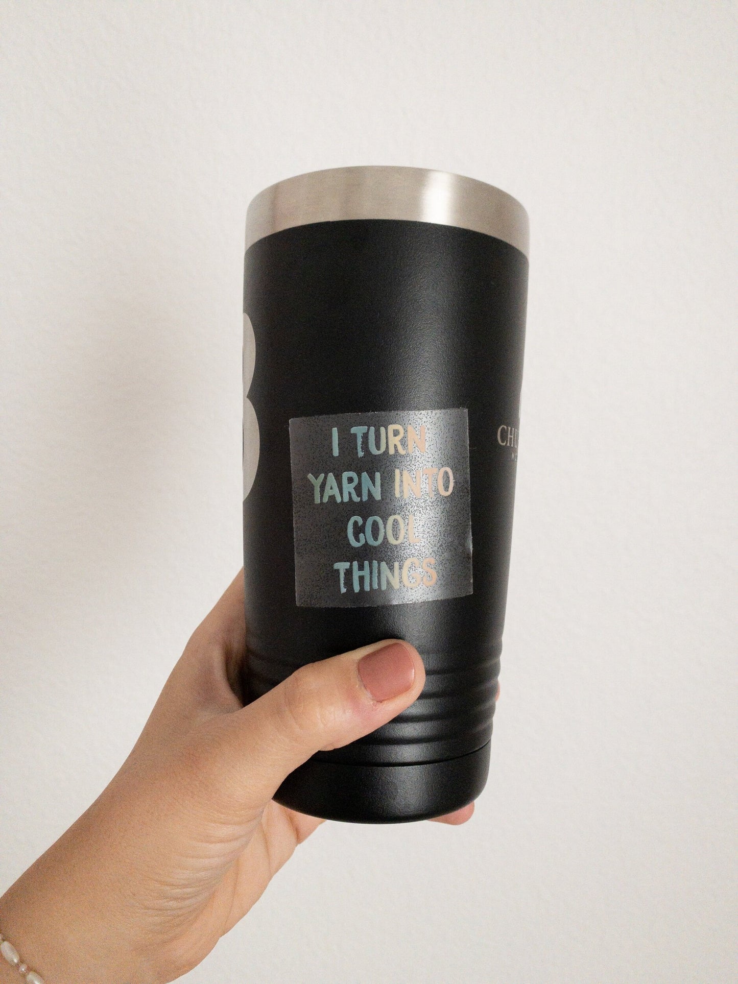 Vinyl Sticker: I turn yarn into cool things