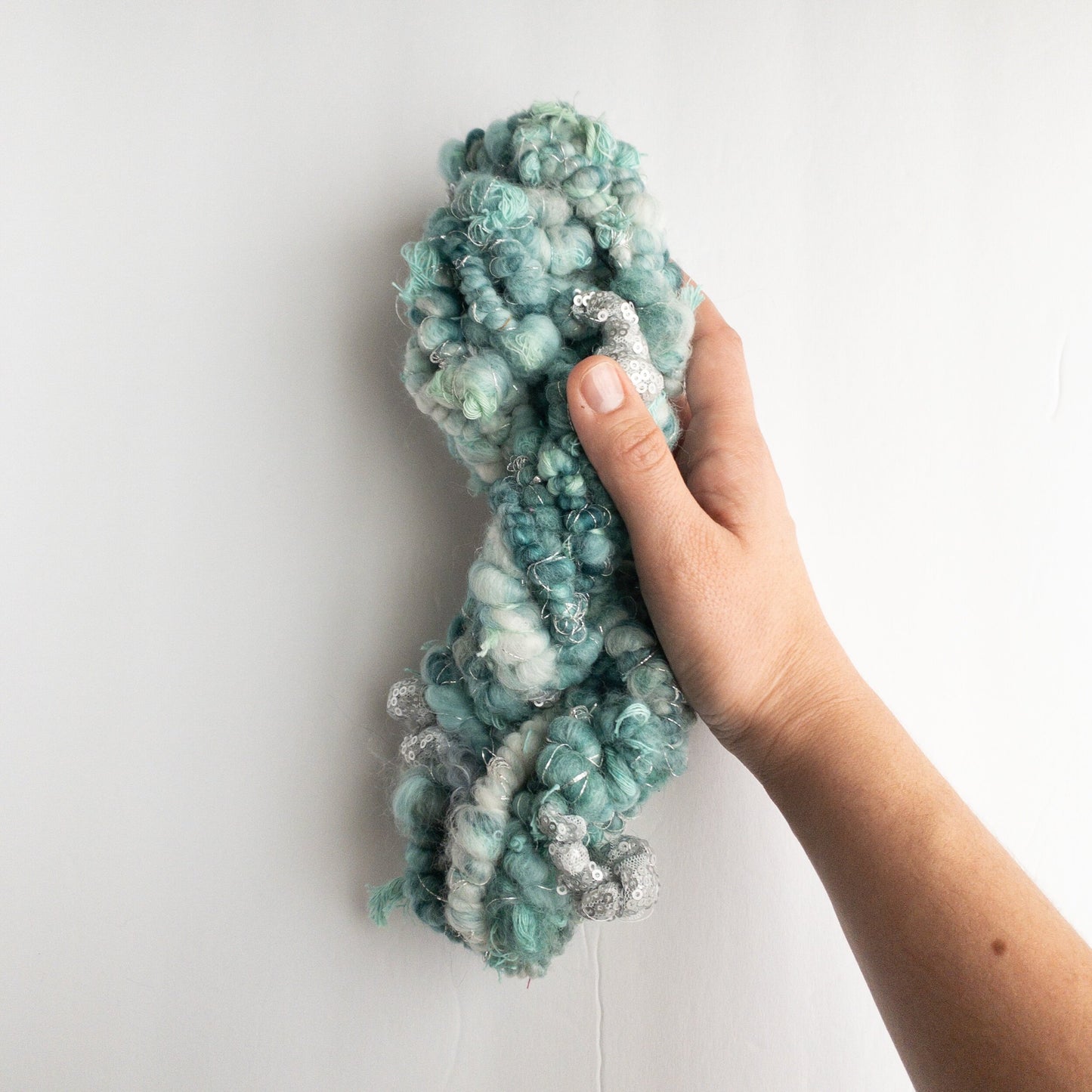 Iced Lake sequin handspun scrap art yarn