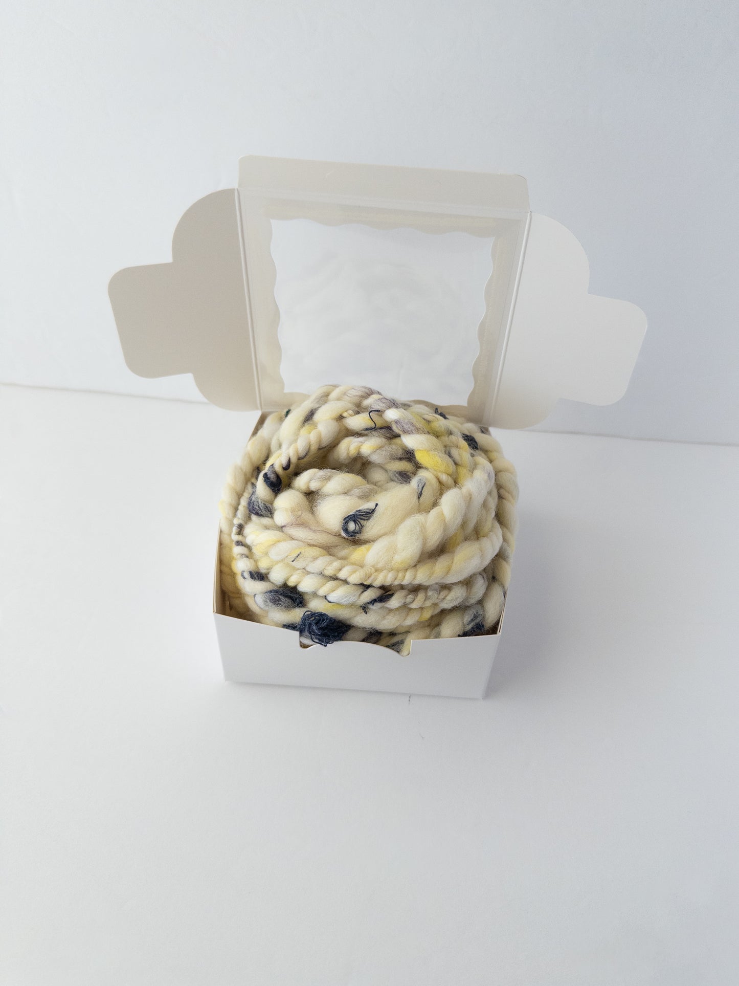 Lemon Blueberry handspun scrap art yarn