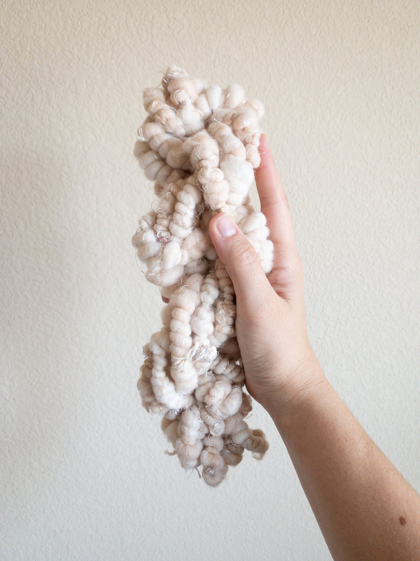 Avocado coil plied handspun scrap art yarn