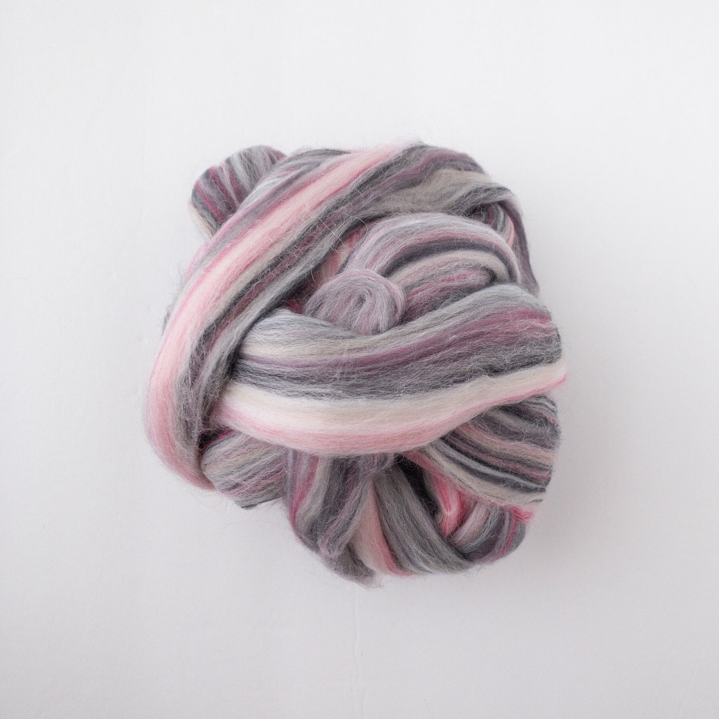 Destash / Pink and grey striped roving