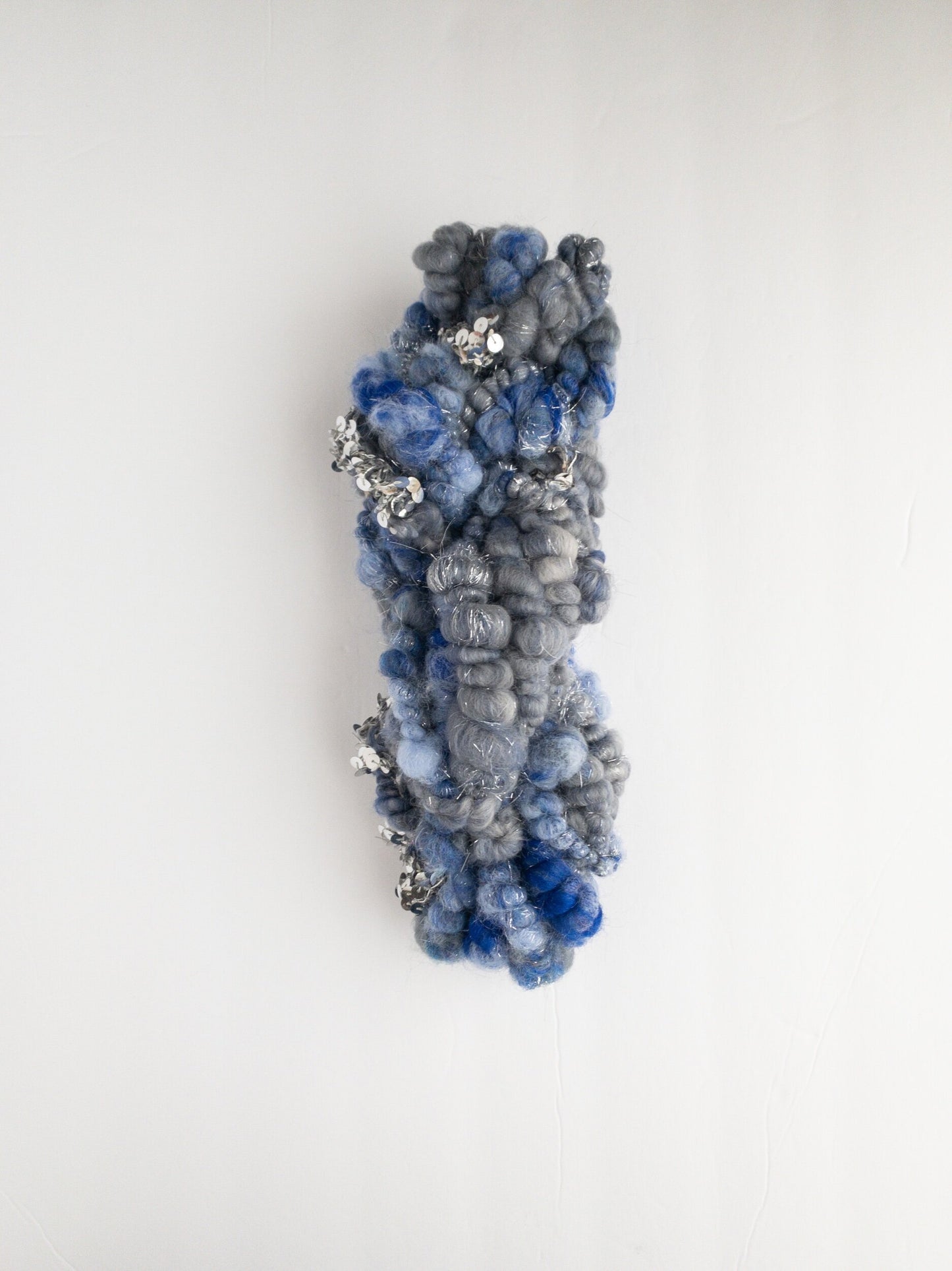 Midnight blue sequin handspun art yarn